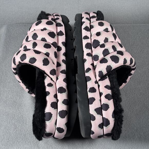 UGG Oh Yeah Slide Leopard Pink Black Shearling SandalsFur Lined‎ Womens Shoes 10 - Picture 10 of 12